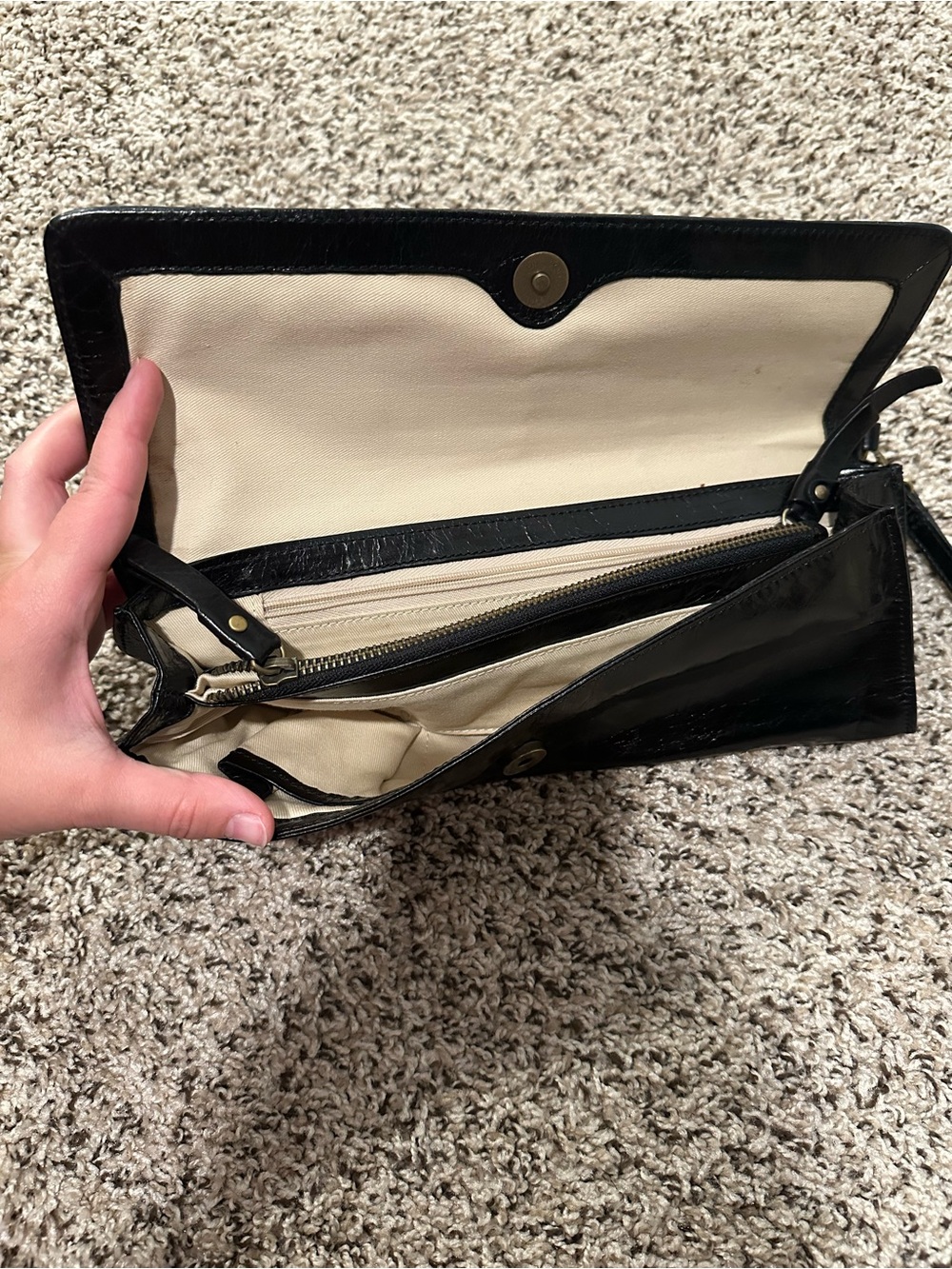 Charles David Black Crossbody Bag with Gold Logo Plate - Picture 2 of 3